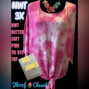 LOWEST🌺 NWT AVA JAMES 3X PINK TIE DYE BUTTERY SOFT TIE BOTTOM SPORTY TOP